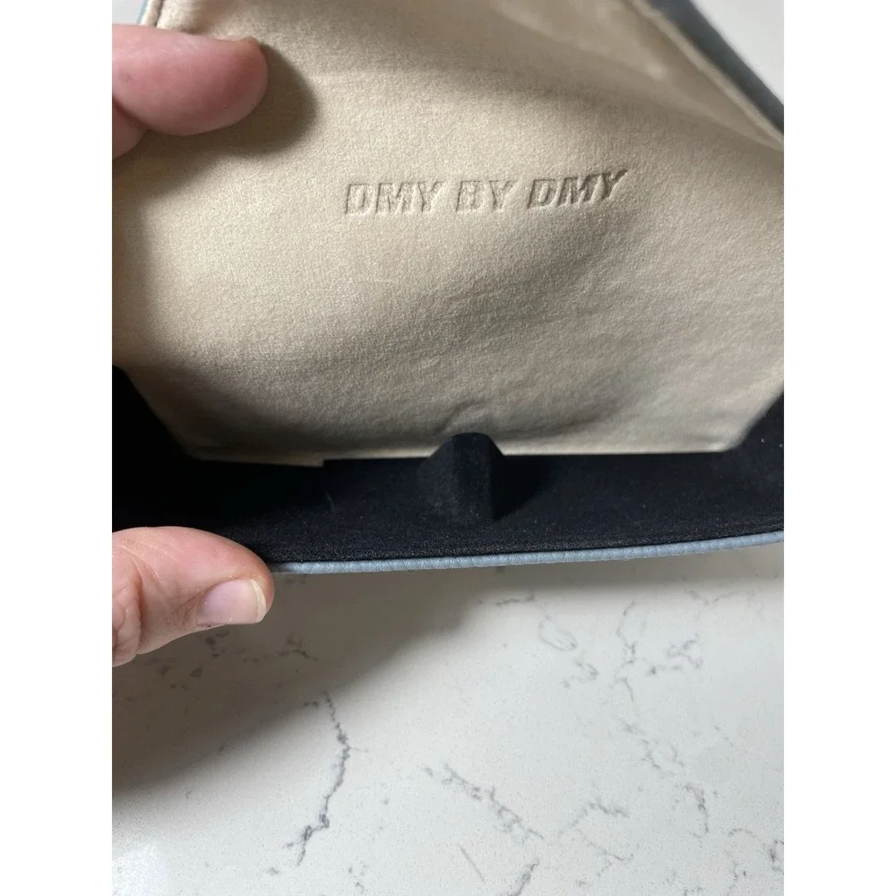 DMY By DMY Light Blue Textured Faux Leather Glasses Case With Gold Clip 6.5